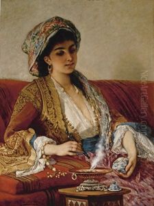 An Ottoman Beauty by Cesare Felix Georges dell' Acqua