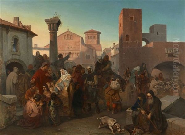 Episodes Des Guerres D'italie : Les Exiles Milanais Accueillis A Brescia Apres La Destruction De Leur Ville En 1162 Par L'empereur Frederic Barberousse - view 1