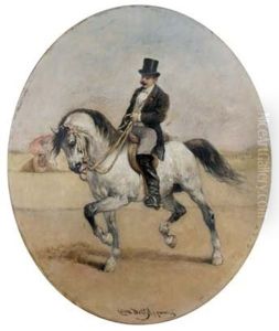 Scene De Dressage by Cesare Felix Georges dell' Acqua