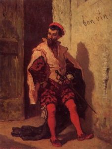 Schwankender Edelmann Vor Dem Wirsthaus by Cesare Felix Georges dell' Acqua
