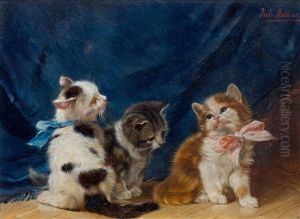Drei Junge Katzen, Zwei Davon Mit Schleifen by Julius Adam the Younger