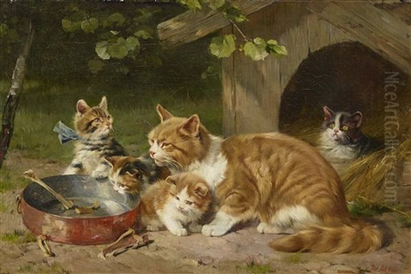 Mother Cat With 4 Kittens - view 1