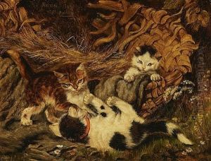 Cats Playing With Basket by Julius Adam the Younger