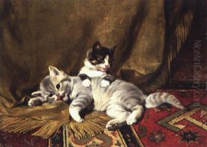 Zwei Spielende Katzchen by Julius Adam the Younger