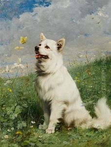 Portrait Of A German Spitz by Julius Adam the Younger