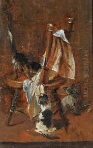 Drei Spielende Katzen by Julius Adam the Younger