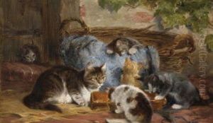 Katzenmutter Mit Ihren Jungen by Julius Adam the Younger