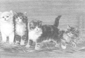Vier Katzenkinder by Julius Adam the Younger