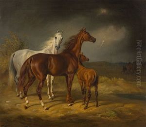 Pferde Im Gewitter by Albrecht Adam