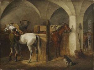 Im Pferdestall by Albrecht Adam