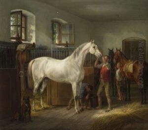 Im Pferdestall by Albrecht Adam