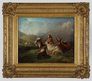 Ziegen Vor Sommerlicher Alpenkulisse by Benno Adam