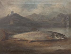 Specimen Salmon On A Riverbank Within A Landscape