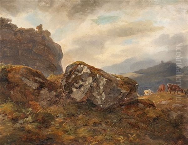 Berglandschaft Mit Weidenden Kuhen - view 1