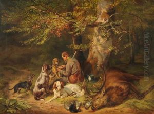 Jager Und Hunde Mit Erlegtem Wild