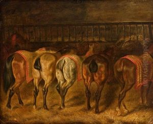 Horses In The Stable by Benno Adam