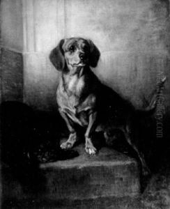 Best Friends/a Portrait Of A Dachshund And A King Charles Spaniel by Benno Adam