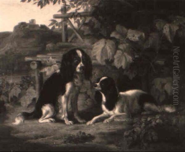 Zwei Hunde In Einer Weinlaube - view 1