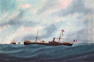 Le Vapeur Mixte "meurthe" Quittant Le Havre by Edouard Adam