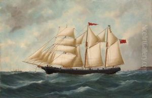 Trois Mats Barque Quittant Le Havre by Edouard Adam