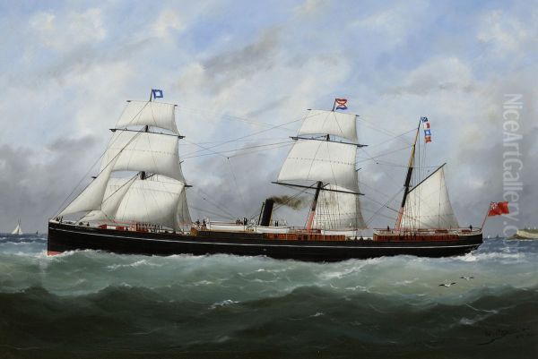 The Auxiliary Steamer County Of Sutherland At Sea Under Steam And Sail - view 1