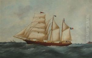 Le Trois-mats Antoinette Sous Voiles by Edouard Adam