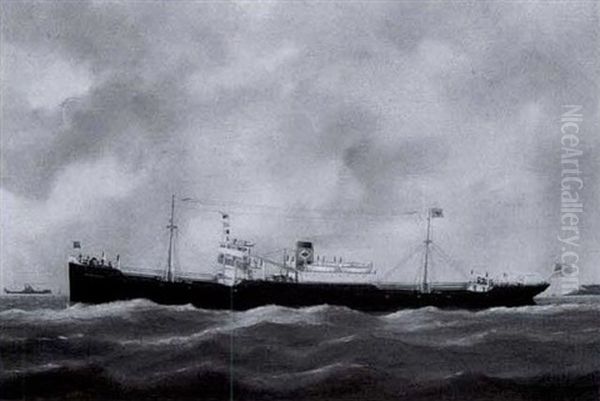 An American Steamship Leaving Port - view 1