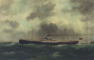 The Belgian Steamer "cervantes" Running Out Of Le Havre