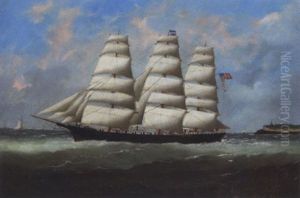 The U.s. Ship "charles Dennis" Leaving Cap De La Heve, Le Havre