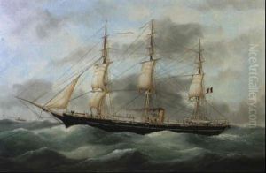 Une Des Dernieres Fregates Mixtes by Edouard Adam