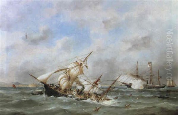 Combat Entre United State Naval "kersage" Et Confederate Naval Vessels "alabama" - view 1