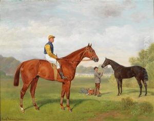 Arulo Und Komamasszony, Two Victorious Race Horses From The Estate Of Baron Hermann Von Konigswarter With Jockey Robert Adams