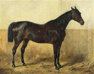 Portrait Eines Pferdes Im Stall by Emil Adam