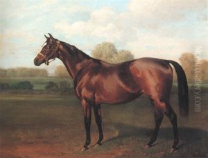 "priestess," A Bay Racehorse In A Landscape by Emil Adam