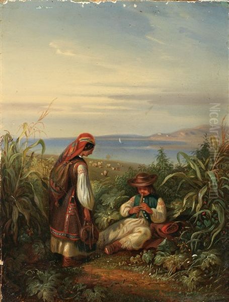 Dalmatinische Kuste Mit Paar In Tracht - view 1
