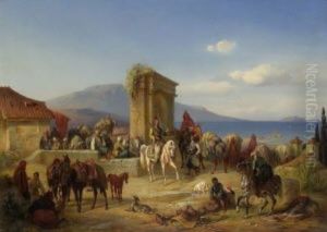 Reiterzug In Dalmatien Bei Der Rast by Eugen Adam