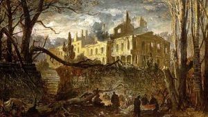 Lagernde Soldaten Vor Einem Zerstorten Schloss by Eugen Adam