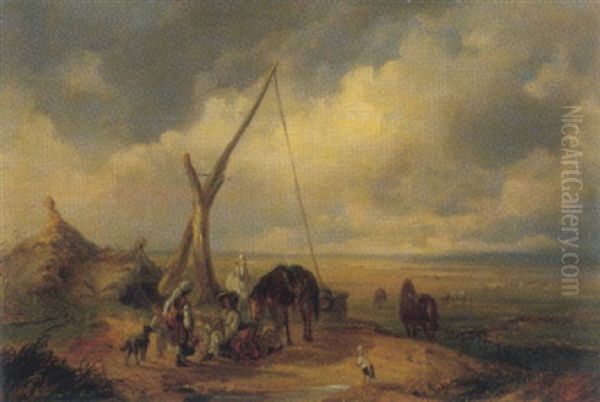 Pusztalandschaft Mit Rastenden Bauern - view 1