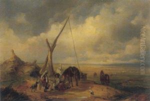 Pusztalandschaft Mit Rastenden Bauern Pusztalandschaft Mit Rastenden Bauern