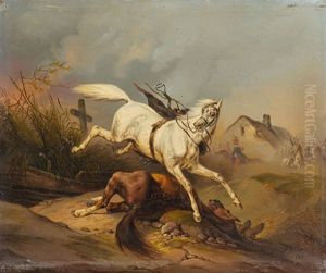 Schlachtenszene Mit Fliehendem Schimmel Schlachtenszene Mit Fliehendem Schimmel