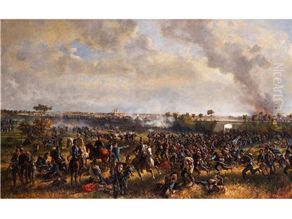 Die Ersturmung Des Eisenbahndammes Bei Orleans - Szene Aus Dem Deutsch-franzosischen Krieg - view 1