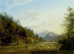 Partie Aus Der Jachenau In Oberbayern by Heinrich Adam