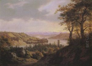 Blick Ins Isartal Mit Burg Schwaneck Bei Pullach