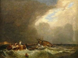 In Seenot. Rettung Der Besatzung Eines Untergehenden Schiffes Auf Sturmischer See by Hippolyte Benjamin Adam