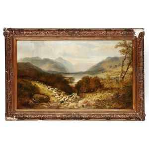 Herding Sheep By The Loch by Joseph Adam