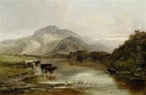 Cattle In A Highland Landscape by Joseph Adam
