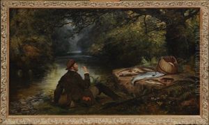 Fisherman Resting On A River Bank