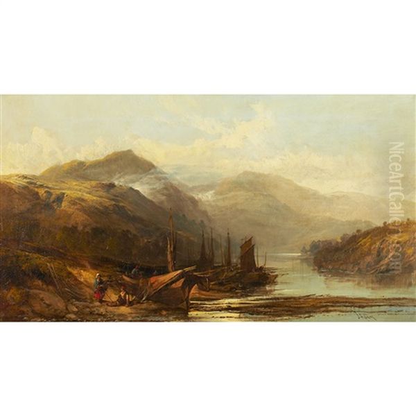 Figures Tending Fishing Boats - view 1