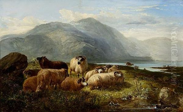 Sheep In A Highland Landscape (collab. W/joseph Denovan Adam) - view 1
