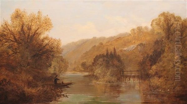 The River Thames With Fisherman And Eel Traps - view 1